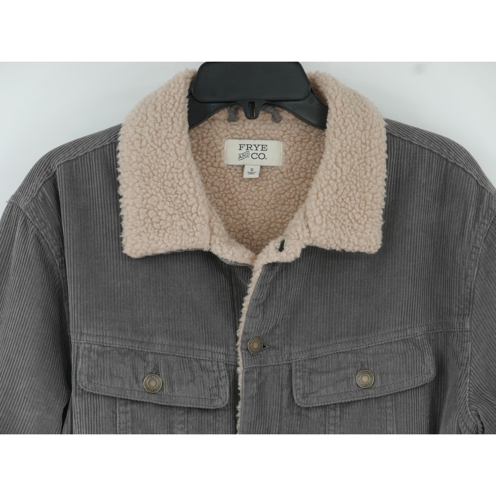 Frye And Co. Jacket Gray Corduroy Sherpa Lined Trucker Coat Warm Men's Small